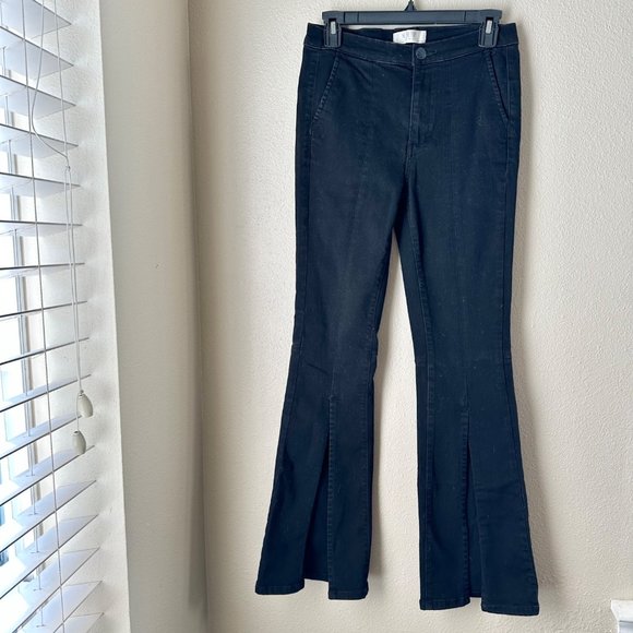 Free People WeThe Free black washed denim split hem‎ boot cut jean Size 27 - Picture 1 of 12